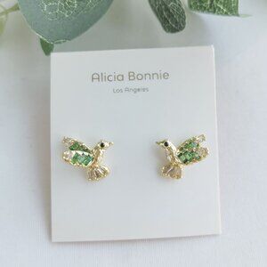 Alicia Bonnie Hummingbird Gold Multi Color Crystal Stud Earrings